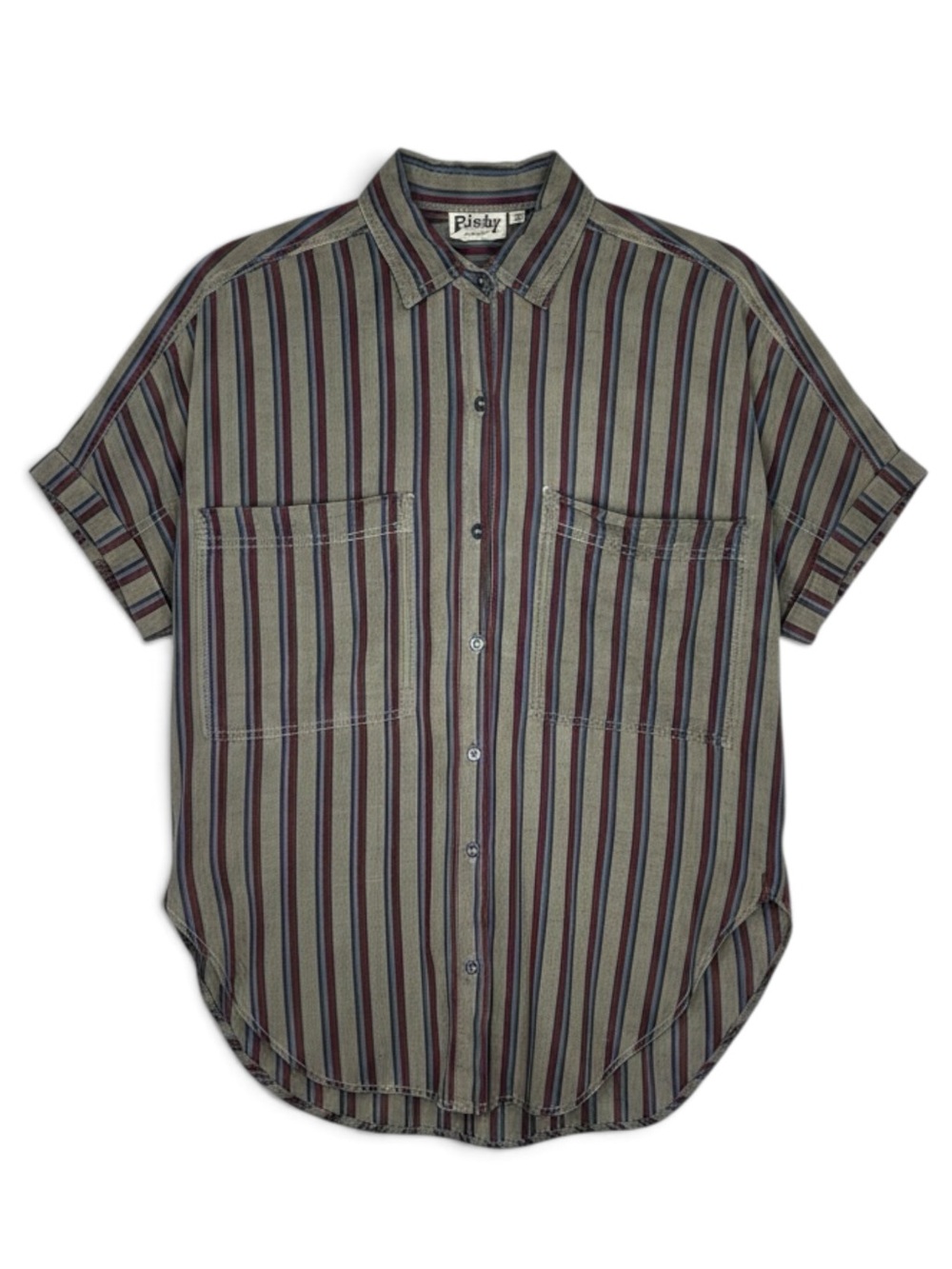 Vintage Pinky New York Striped Short Sleeve Button Up Shirt Small